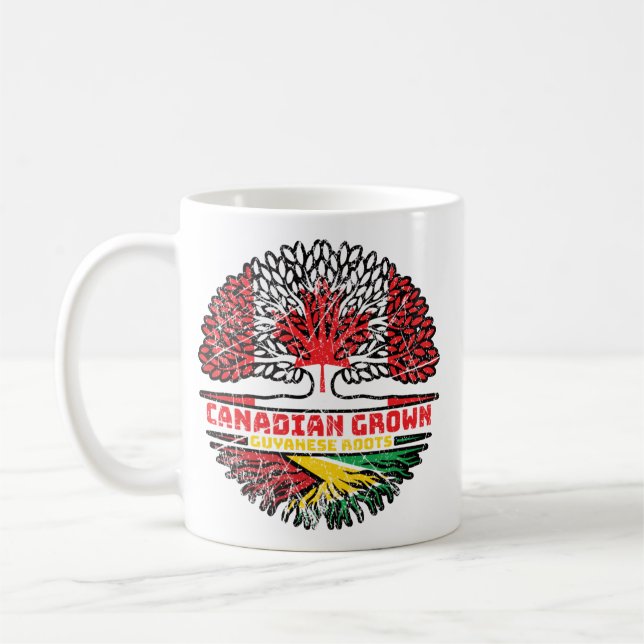 Guyana Guyanese Canada Träd Roots Flagga Kaffemugg (Vänster)