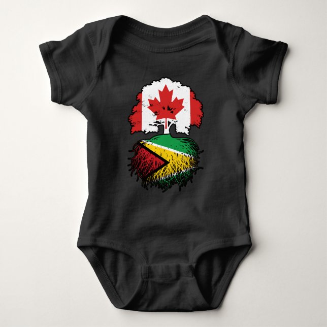 Guyana Guyanese Canada Träd Roots Flagga T Shirt (Framsida)