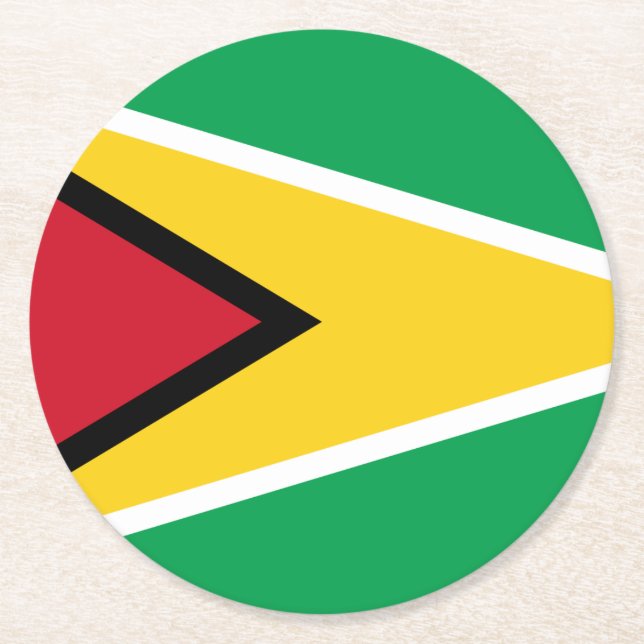 Guyana Guyanese Flagga Independence Kingdom Underlägg Papper Rund (Framsidan)