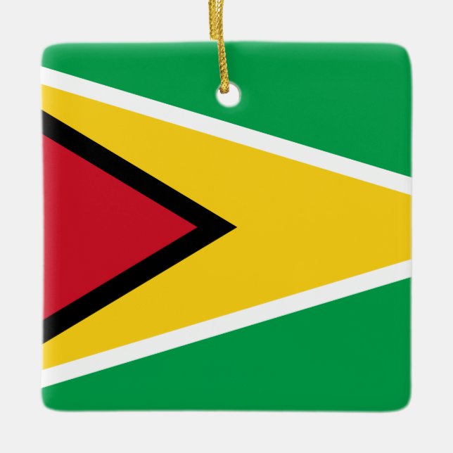 Guyana (Guyanese) Flagga Julgransprydnad Keramik (Framsida)