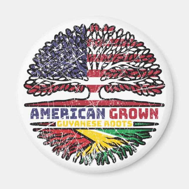 Guyana Guyanese US US US United Stater Träd Magnet (Framsidan)