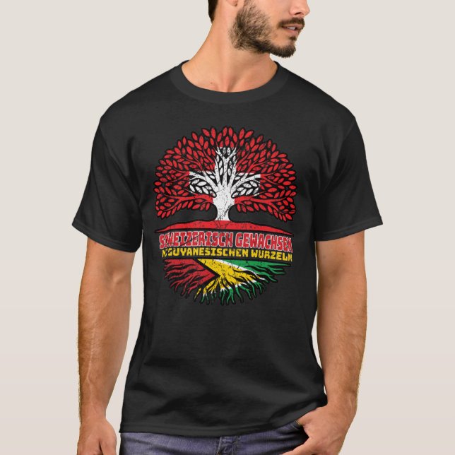 Guyana Guyanisch Schweizer Schweiz Baum Wurzel T Shirt (Framsida)