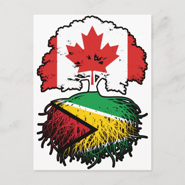 Guyana Guyansk Kanadensare Kanada Träd Rötter Flag Vykort (Framsida)