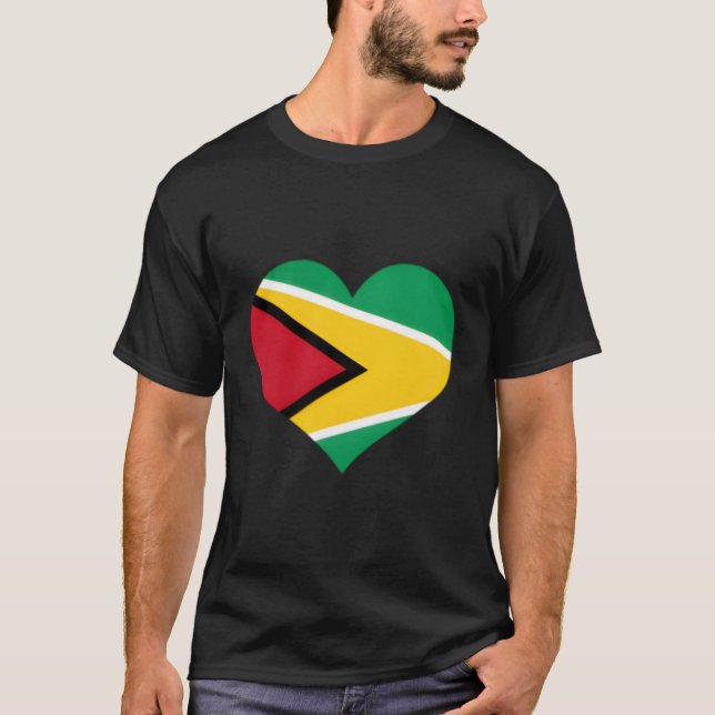 Guyana Heart-Pridet Guyanese Flagga T Shirt (Framsida)