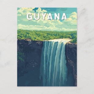 Guyana Illustration Travel Art Vintage Vykort