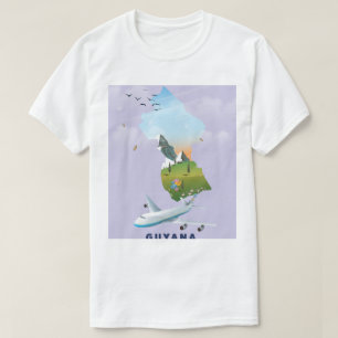 Guyana illustrerade karta poster t shirt
