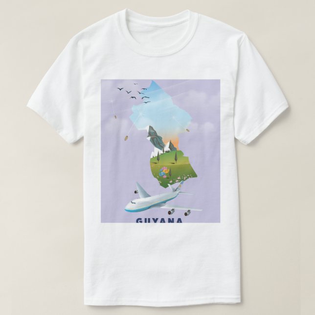 Guyana illustrerade karta poster t shirt (Design framsida)