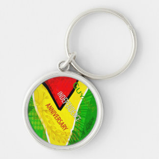 Guyana Independence Anniversary  Rund Silverfärgad Nyckelring