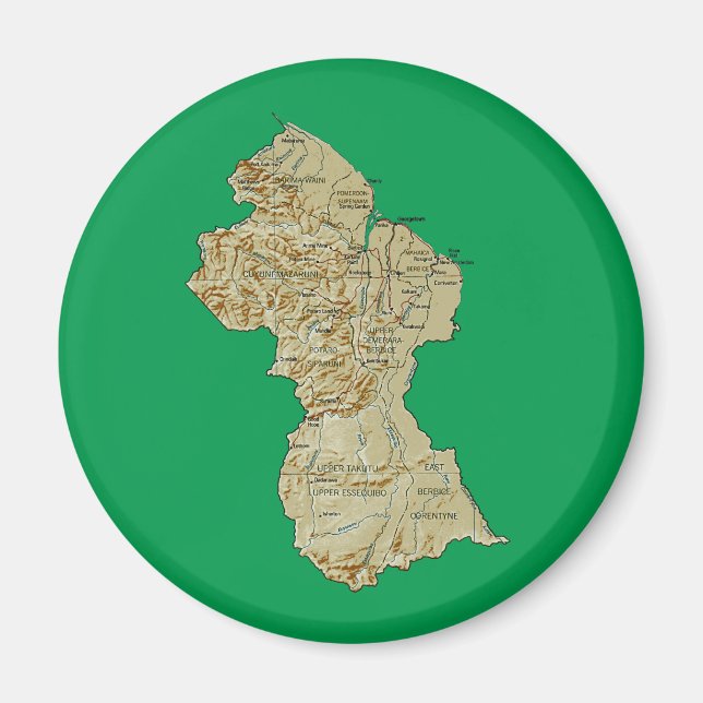 Guyana Kartmagnet Magnet (Framsidan)