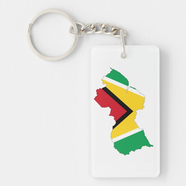 guyana land flagga-formsymbol för karta nyckelring (Framsidan)