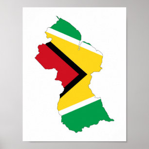 guyana land flagga-formsymbol för karta poster