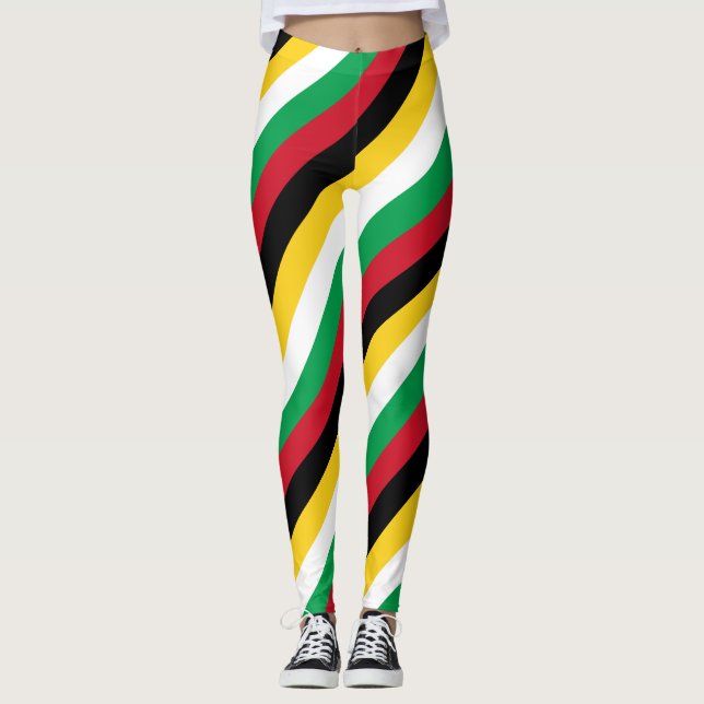 Guyana National Flagga Färg Diagonal Stripe Leggings (Framsida)