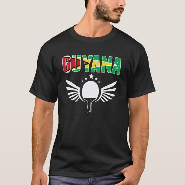 Guyana Ping Pong  Guyanese Table Tennis Team Suppo T Shirt (Framsida)
