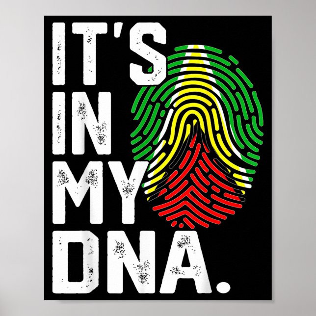 Guyana rötter flagga fingeravtryck grafisk patriot poster (Framsidan)