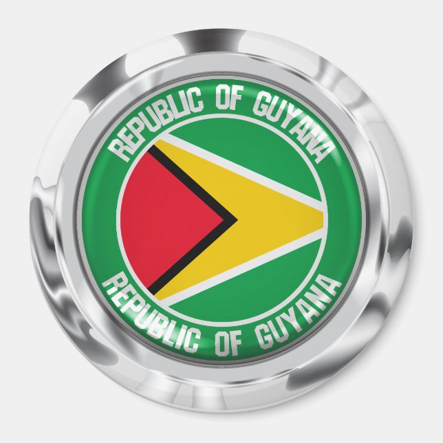 Guyana Round Emblem Magnet (Framsidan)