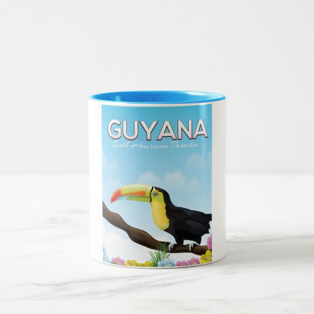 Guyana sydamerikansk paradis resa affisch Två-Tonad mugg (Center)