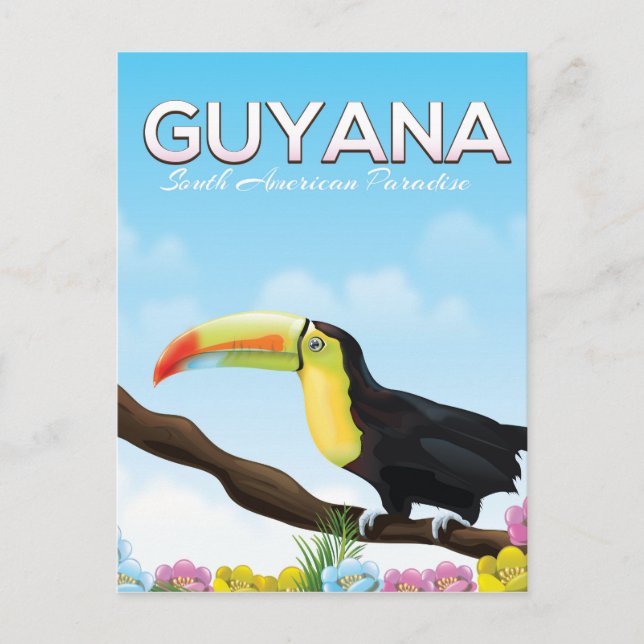 Guyana sydamerikansk paradis resa affisch vykort (Framsida)