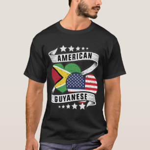 Guyana USA Flag Halvt Guyanesisk Halvt Amerikan T Shirt