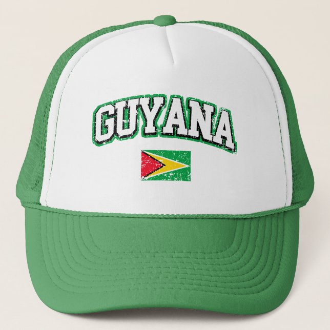 Guyana Vintage Flagga Truckerkeps (Framsida)