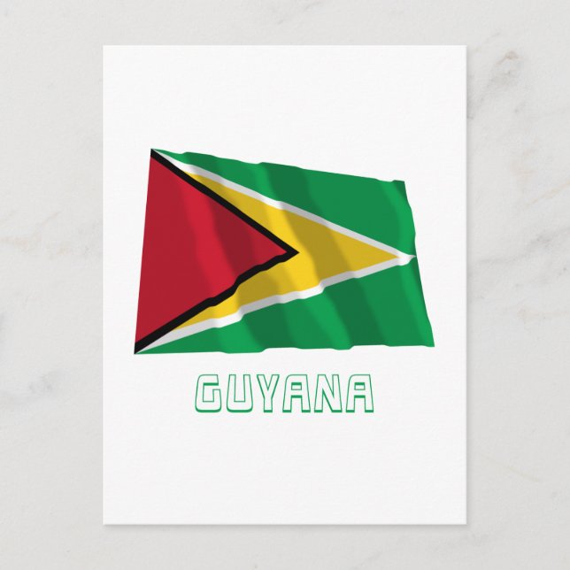 Guyana Wave Flagga med Namn Vykort (Framsida)