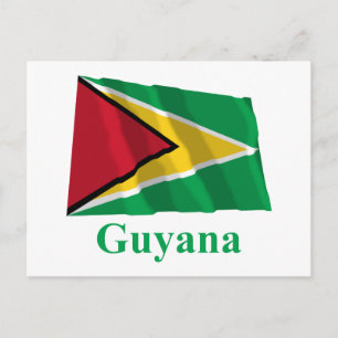 Guyana Wave Flagga med Namn Vykort