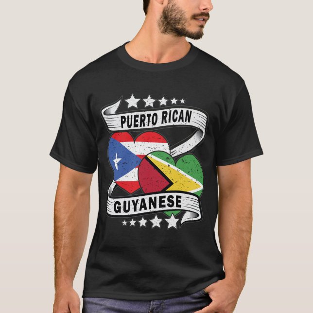Guyanan och Puerto rican-Flagga T Shirt (Framsida)