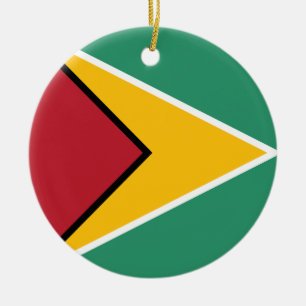 Guyanas flagga julgransprydnad keramik