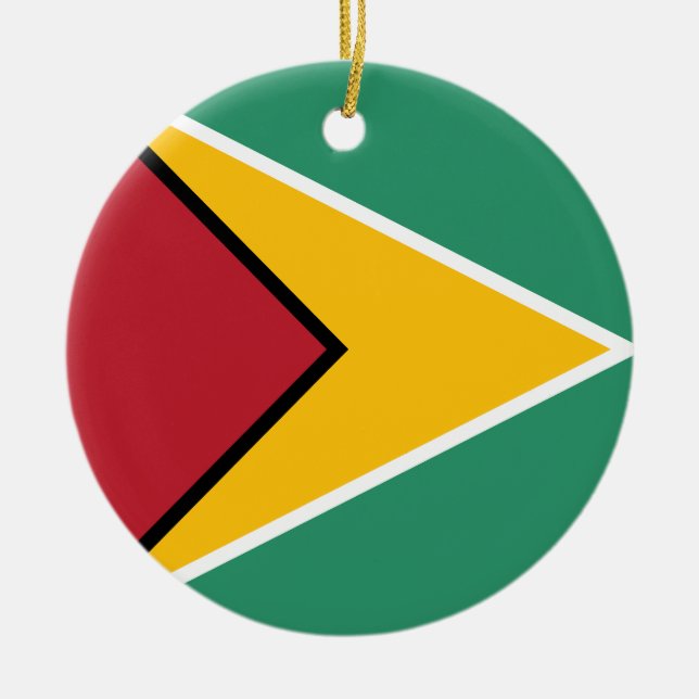 Guyanas flagga julgransprydnad keramik (Framsidan)