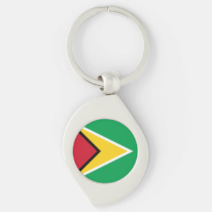 Guyanas flagga swirl silverfärgad nyckelring