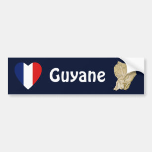 Guyane Flagga Hjärta + Karta Bildäckslapp Bildekal