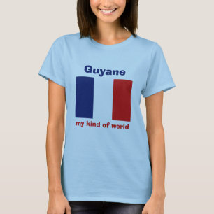 Guyane Flagga + Karta + Text T-Shirt