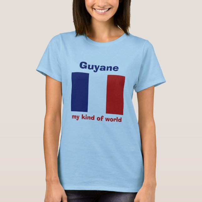 Guyane Flagga + Karta + Text T-Shirt (Framsida)