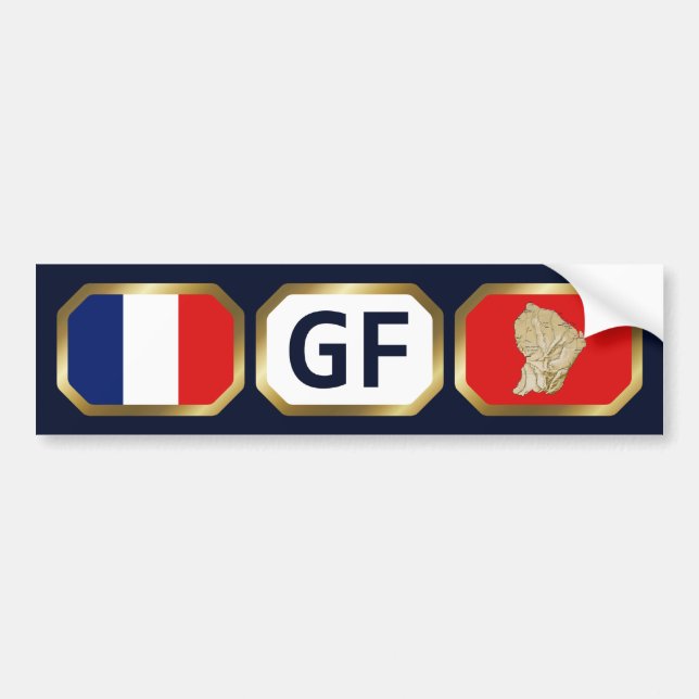 Guyane Flagga Kartkod Bildäckslapp Bildekal (Framsidan)