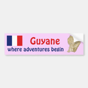 Guyane Flagga och Karta Bumper Sticker Bildekal