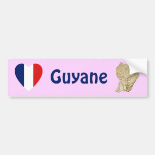 Guyane flaggahjärta + Kartabildekal Bildekal