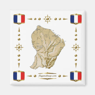 Guyane Karta + Flaggor Magnet