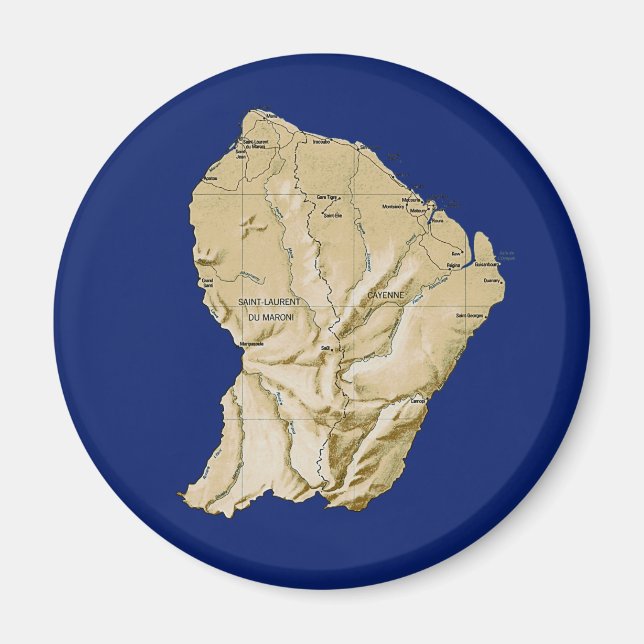 Guyane Karta Magnet (Framsidan)