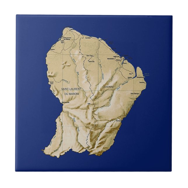 Guyane kartbild kakelplatta (Framsidan)