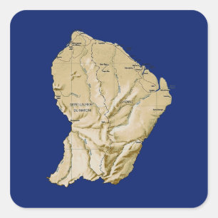 Guyane Kartsticker Fyrkantigt Klistermärke