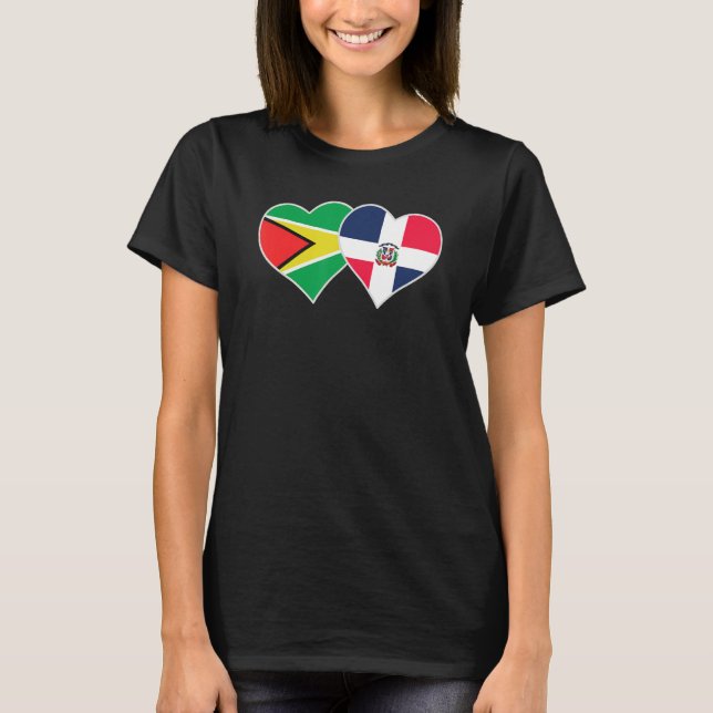 Guyanese Dominican Flag Heart Guyana Dominican Rep T Shirt (Framsida)