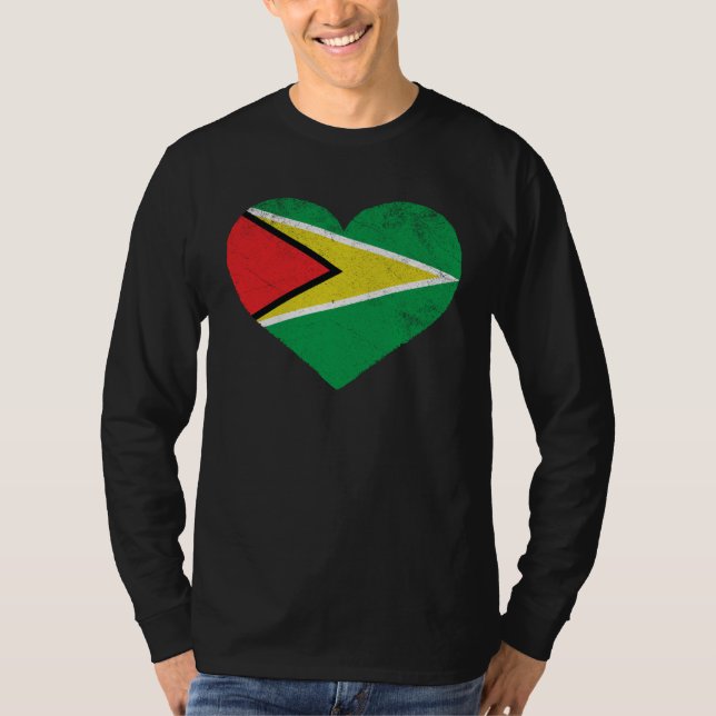 Guyanese Flag Heart I Love Guyana T Shirt (Framsida)