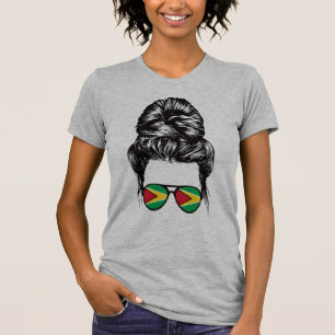Guyanese Girl Messy Hair Guyana Pridet Patriotic T Shirt