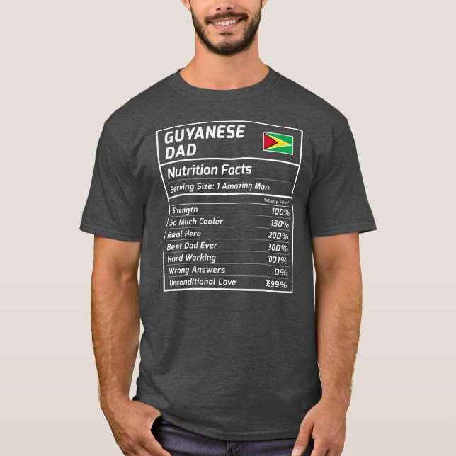 Guyanese Pappa Nutrition Facts Proud Guyana T Shirt (Framsida)
