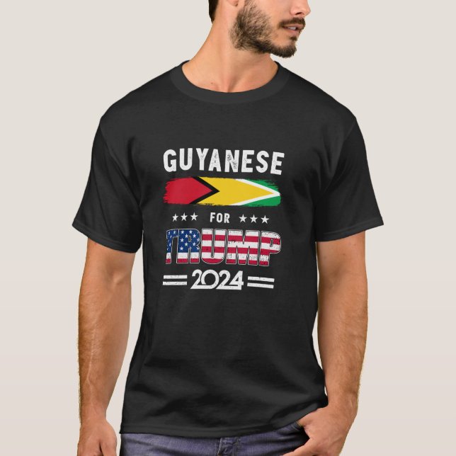 Guyaneses for Trump 2024 Guyana Flagga Patriotic S T Shirt (Framsida)