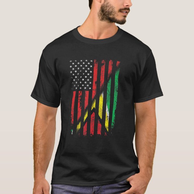 Guyanesisk amerikansk Flagga Retro Stil Usa Guyana T Shirt (Framsida)