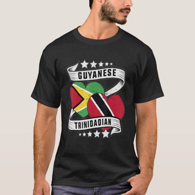 Guyanesiska och trini halv trinidad halv guyana fl t shirt (Framsida)