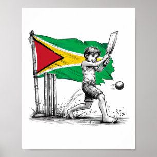 Guyansk pojke som spelar cricket1 poster