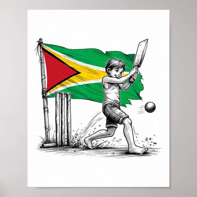 Guyansk pojke som spelar cricket1  poster (Framsidan)