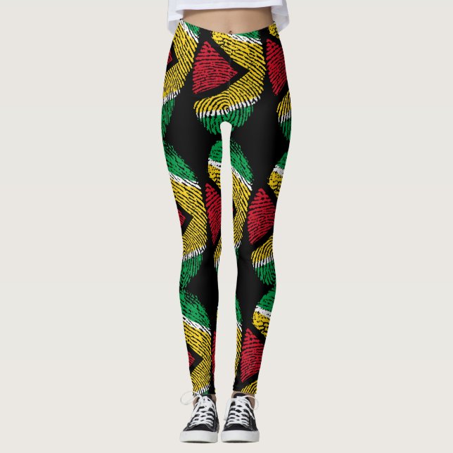 Guyanskt Pride-DNA: Fingerprint Flagga Leggings" Leggings (Framsida)