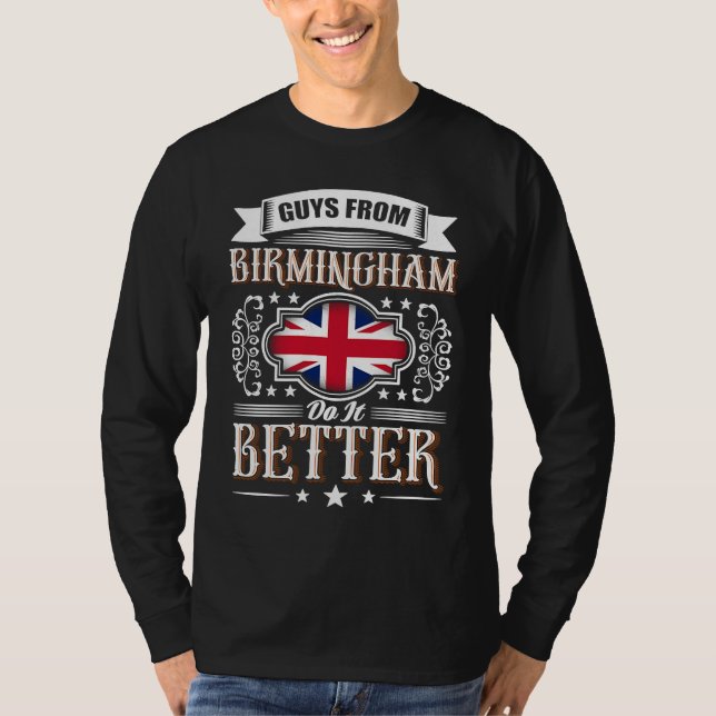 Guys from BIRMINGHAM do it better Uk Union flag T Shirt (Framsida)
